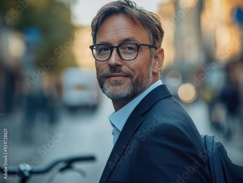 Businessman with Mustache and Glasses photo