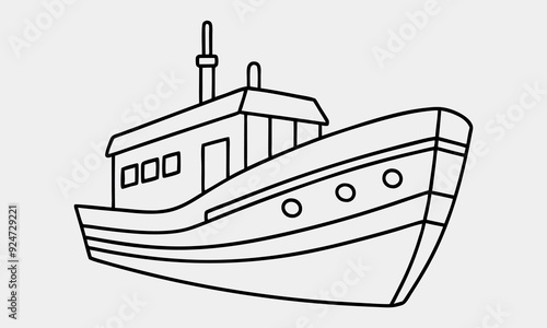 Ship line art design 