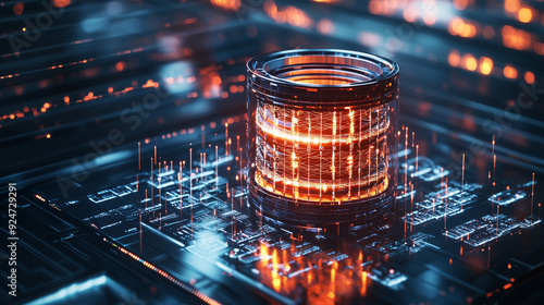 Futuristic Quantum Data Core on Advanced Circuit Board