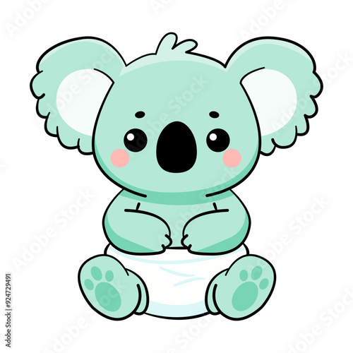 Adorable Baby Koala in Diaper