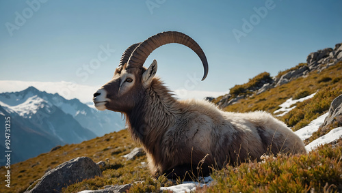 Alpine Horned mammal with sure-footed grace conquers rocky alpine realm