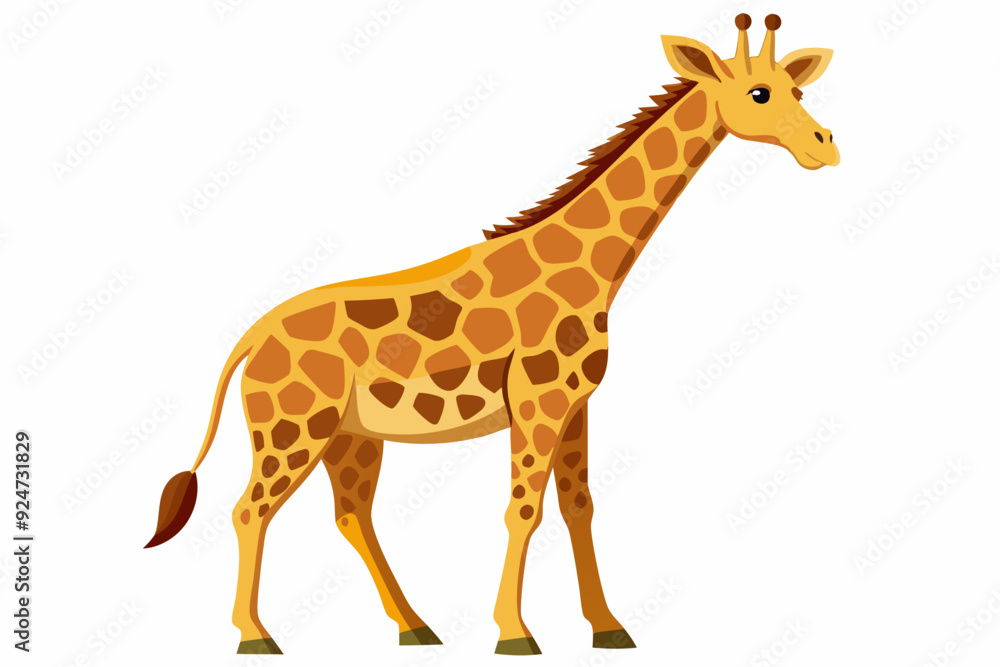 Cartoon Illustration of a Giraffe Standing on a White Background Cartoon Illustration of a Giraffe Standing on a White Background
