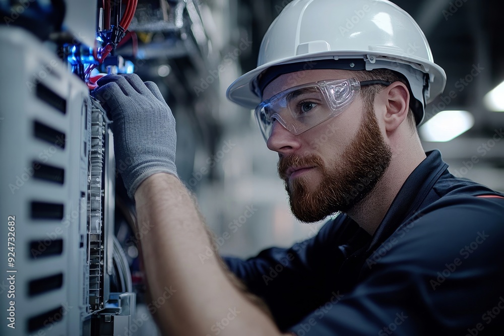 Commercial HVAC Technician Installing AC Air, Generative AI Commercial HVAC Technician Installing AC Air, Generative AI