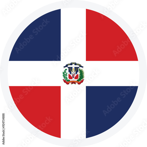 Flag of Dominican Republic. Round icon on transparent background. Flat style