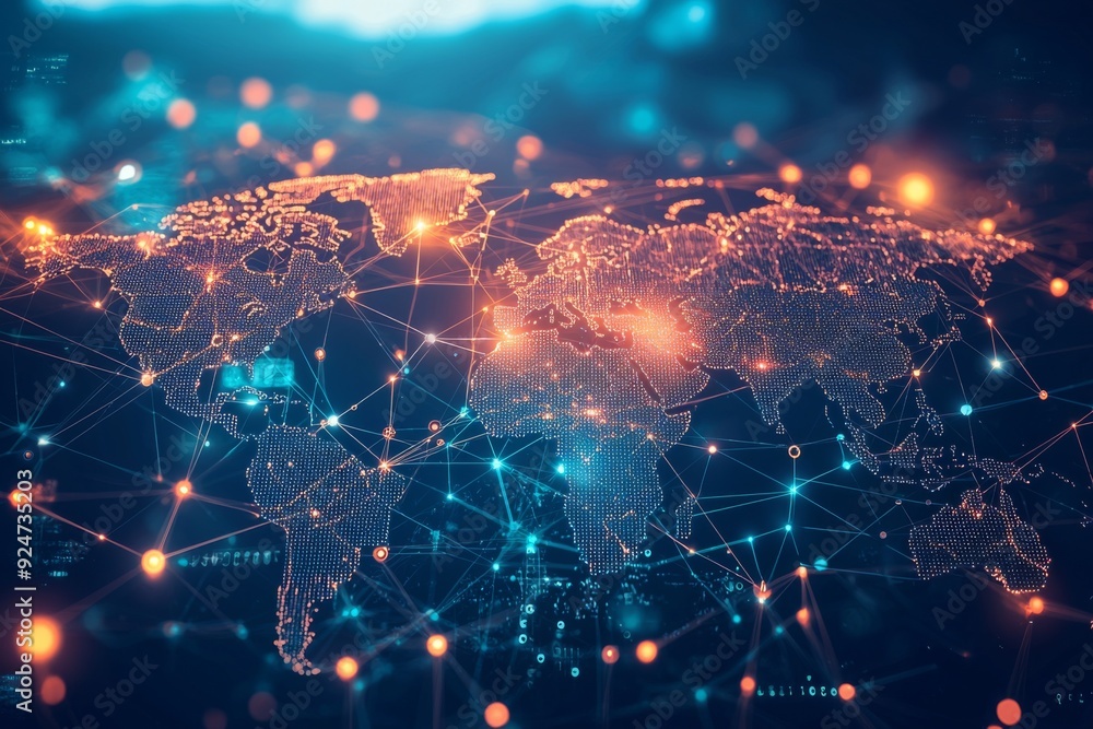 Global Digital Business Network Connection Illustration created with Generative AI Global Digital Business Network Connection Illustration created with Generative AI