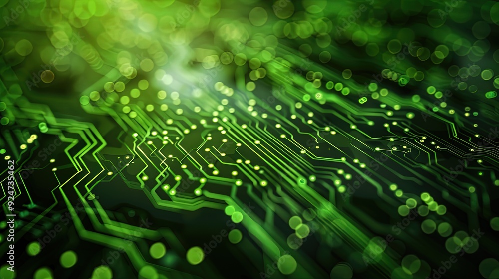 Circuit board microchips with green backlight. Nanotechnology sustainable background. Circuit board microchips with green backlight. Nanotechnology sustainable background.