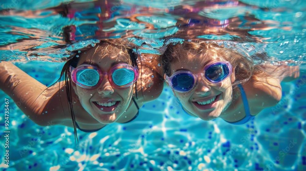 Naklejka premium person snorkeling in the pool