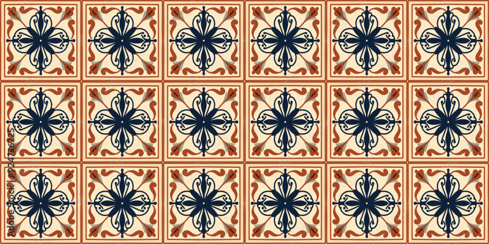 square shape ceramic tile, turkish İznik çinisi, geometric ornament texture design. Vector seamless pattern square shape ceramic tile, turkish İznik çinisi, geometric ornament texture design. Vector seamless pattern