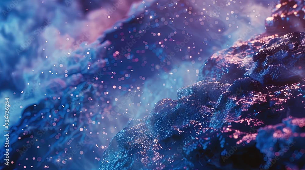 Obraz premium Abstract Close-up of a Blue and Purple Rock Surface with Sparkling Lights