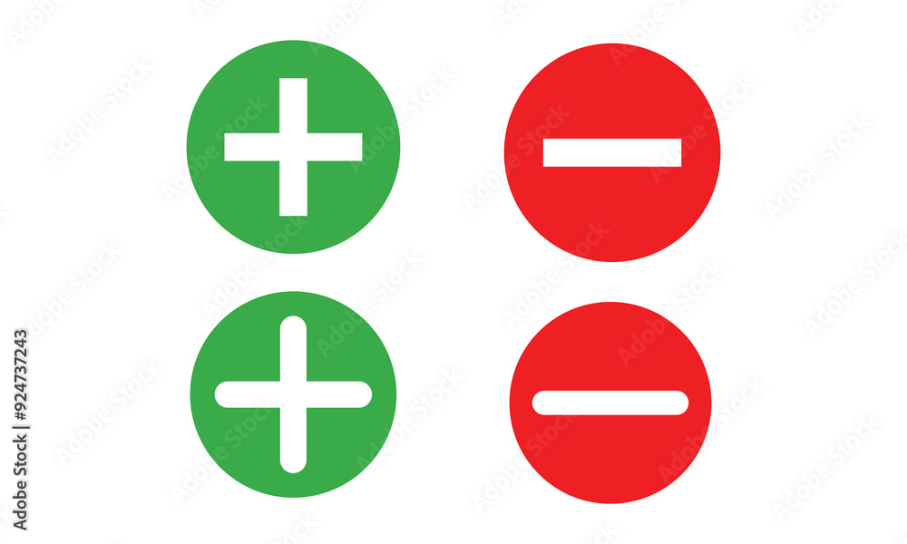 Fototapeta premium Plus and minus icon vector for web and mobile app. plus and minus sign and symbol. add plus and subtract flat icons.