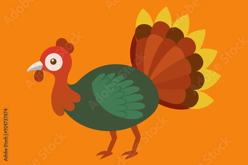 Beautiful domestic bird turkey vector art illustration photo