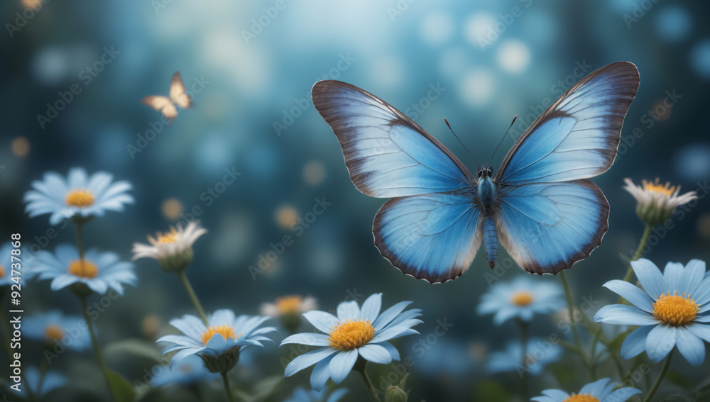 Bluebutterfly and flower Bluebutterfly and flower