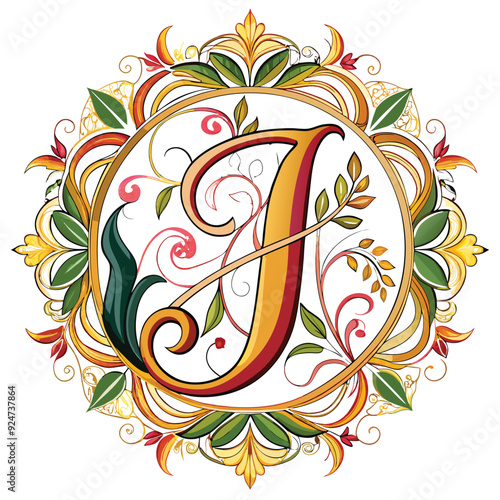 elegant monogram with letter j lettering