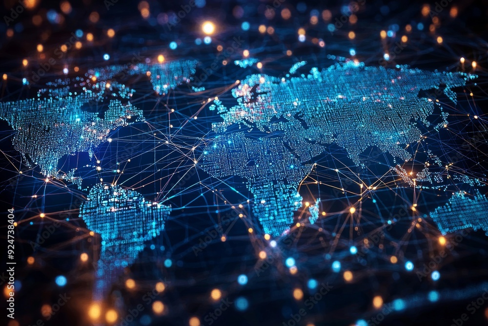 Global Digital Business Network Connection Illustration created with Generative AI Global Digital Business Network Connection Illustration created with Generative AI