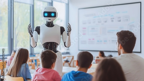 Obraz na płótnie robot teacher conducting a class modern education