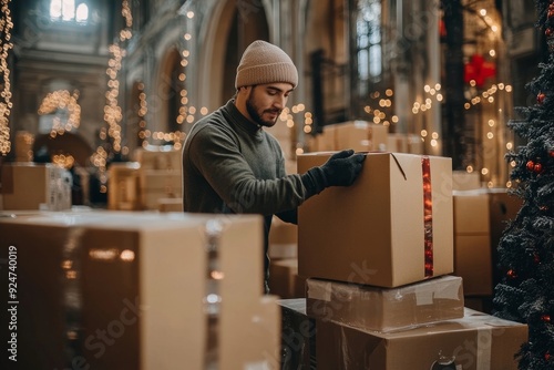Skilled movers showcasing teamwork and interior decoration, Generative AI