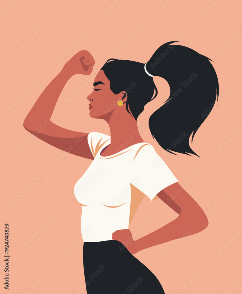Women's day, vector banner woman clenched fist, feminism, freedom struggle, protest concept and protection of women's rights, symbol of female power, movement for gender equality and women's rights Women's day, vector banner woman clenched fist, feminism, freedom struggle, protest concept and protection of women's rights, symbol of female power, movement for gender equality and women's rights