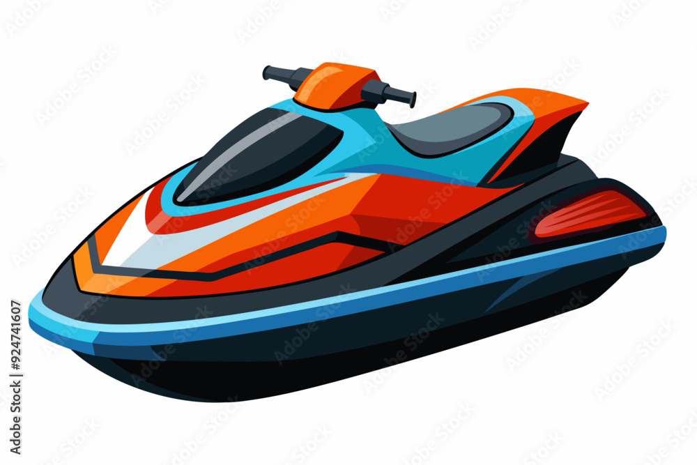 Fototapeta premium Orange and Blue Jet Ski with Black Accents