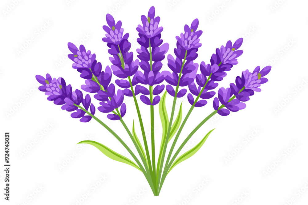Obraz premium A Bouquet of Purple Lavender Flowers with Green Stems and Leaves