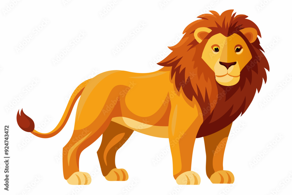 Cartoon Illustration of a Standing Lion with a Full Mane Cartoon Illustration of a Standing Lion with a Full Mane