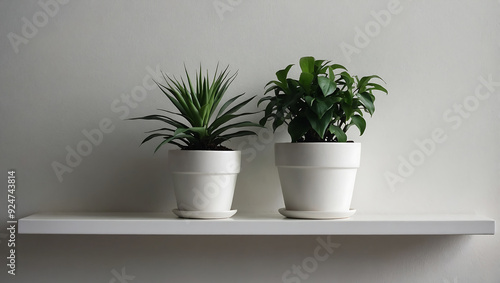 Rosemary plant in a white flowerpot with fresh green leaves, isolated against a neutral background