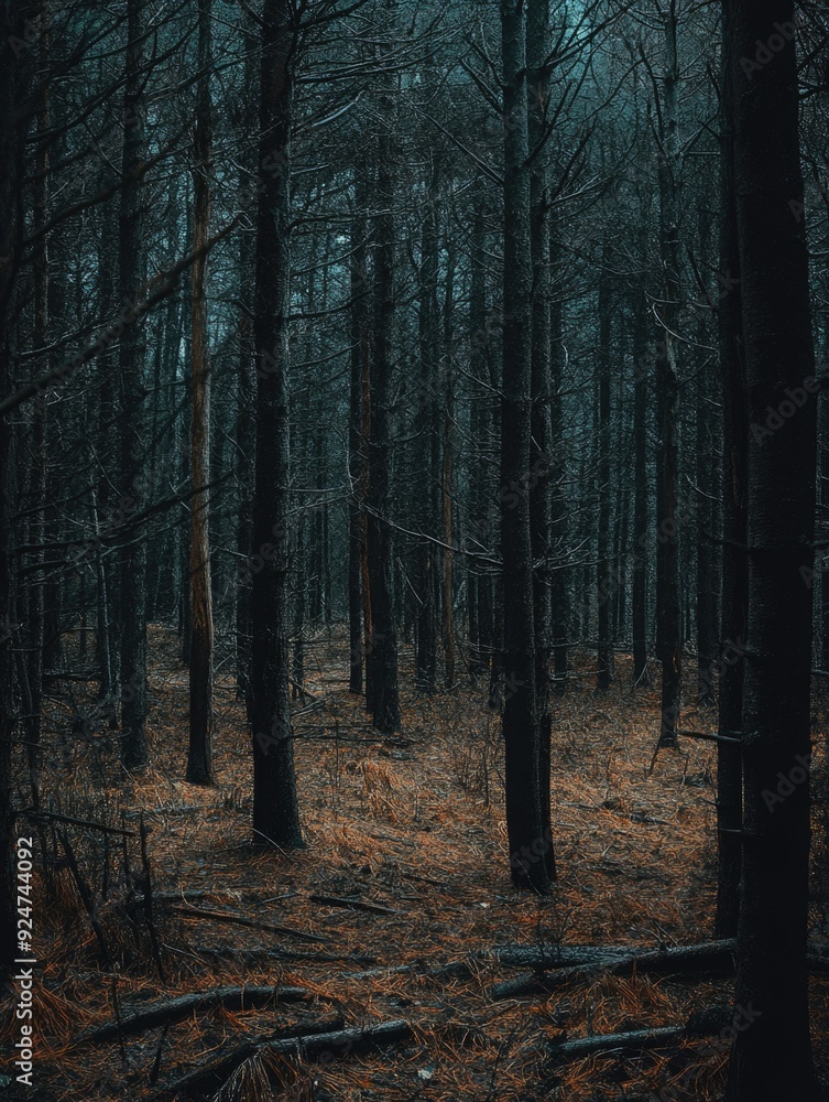 Obraz premium Misty Forest: Haunting Atmosphere