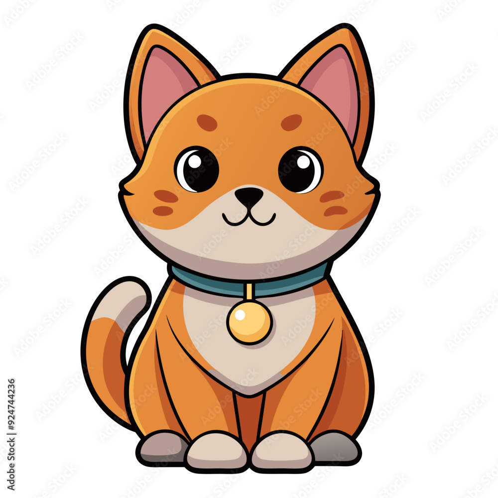 sticker design of Cute cat with a tiny bell collar sticker design of Cute cat with a tiny bell collar