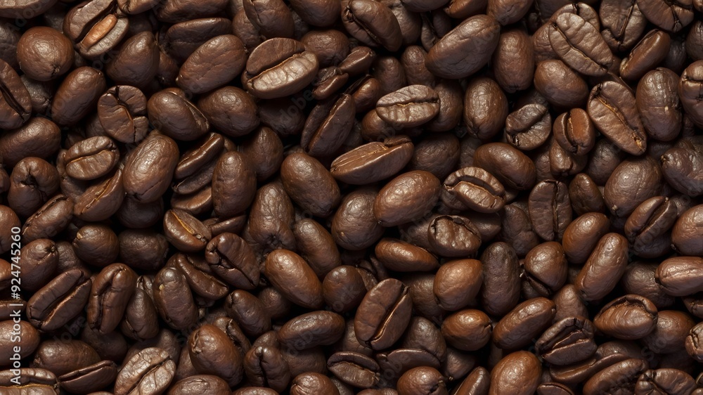 Close-up top-down view of coffee beans texture, Commodities. Close-up top-down view of coffee beans texture, Commodities.