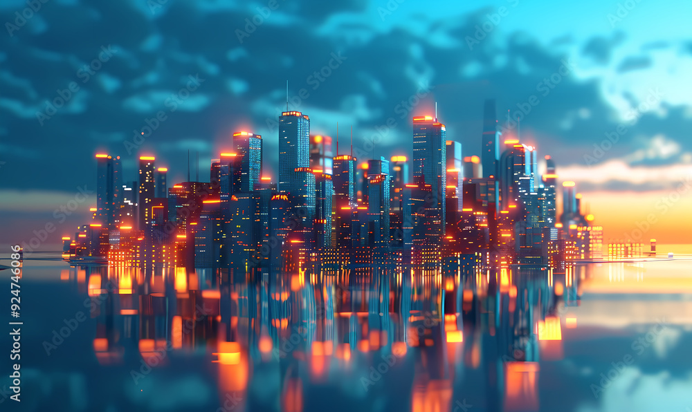 Fototapeta premium blue city skyline