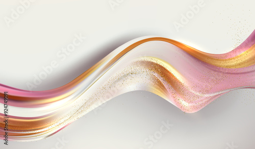 Abstract gold and pink plasticine wave background. Pastel flow shape. Flowing liquid lines design element. Vector Illustration pastel color