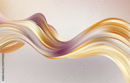 Abstract gold and pink plasticine wave background. Pastel flow shape. Flowing liquid lines design element. Vector Illustration pastel color