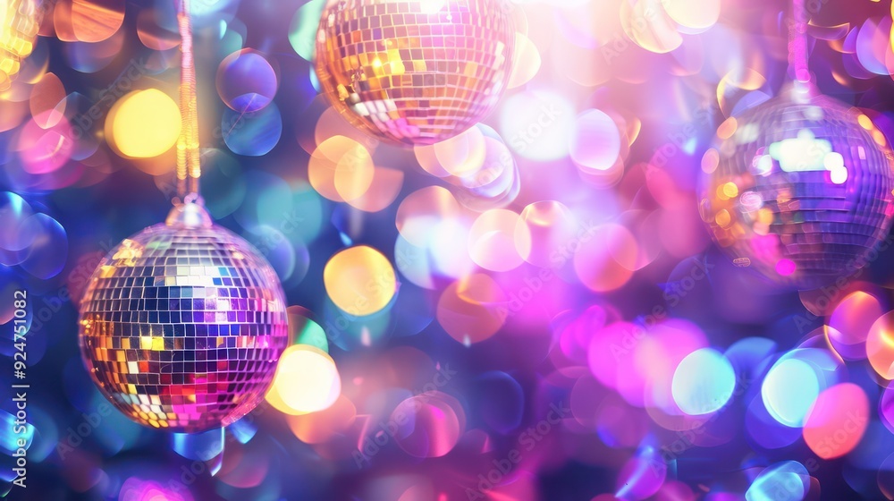 close up mirror ball or Christmas ball to decorative for Christmas festival with bokeh colorful background close up mirror ball or Christmas ball to decorative for Christmas festival with bokeh colorful background