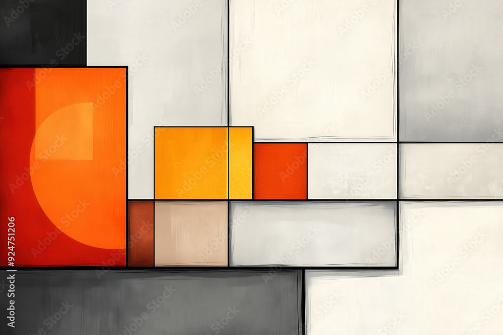 Modern Geometric Abstract Art with Bold Color Blocks