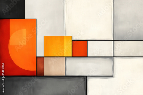 Obraz na płótnie Modern Geometric Abstract Art with Bold Color Blocks w salonie