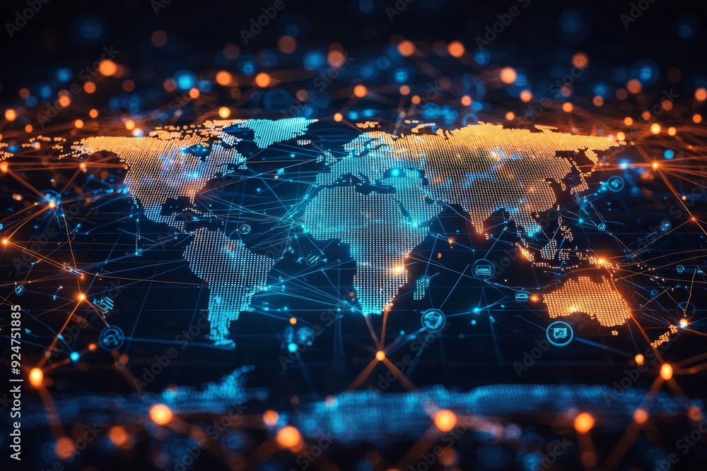 Global Digital Business Network Connection Illustration created with Generative AI Global Digital Business Network Connection Illustration created with Generative AI