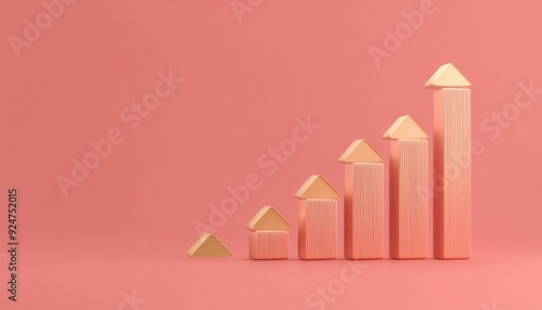Free Download A trendy growth chart illustration showing ascending blocks on a soft pink background, symbolizing success and progress. - GFXLoad