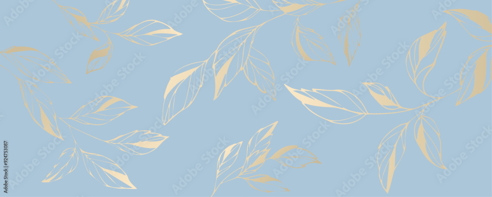 Banners with gold leaves on a blue background Banners with gold leaves on a blue background