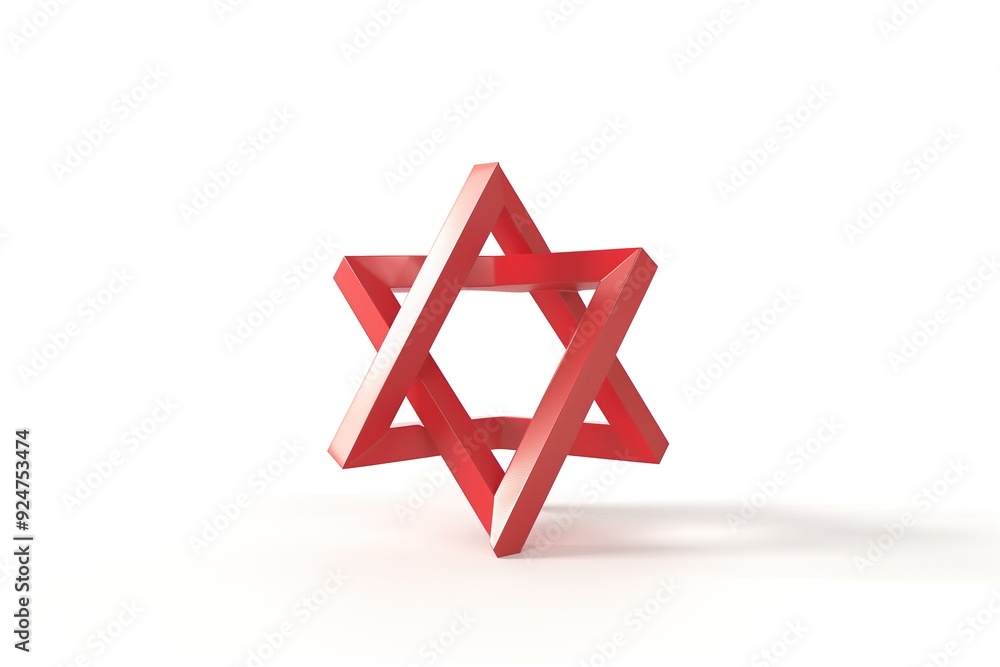 Red 3D Star of David hanukkah on white background Red 3D Star of David hanukkah on white background