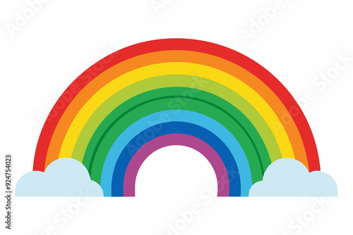 Colorful Rainbow Arcing Over White Clouds