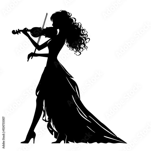 silhouette of a woman playing violin 