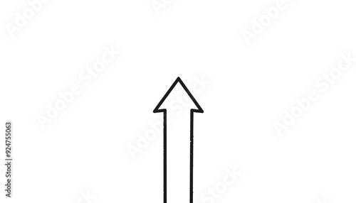 Isolated black arrow pointing up on a plain white background