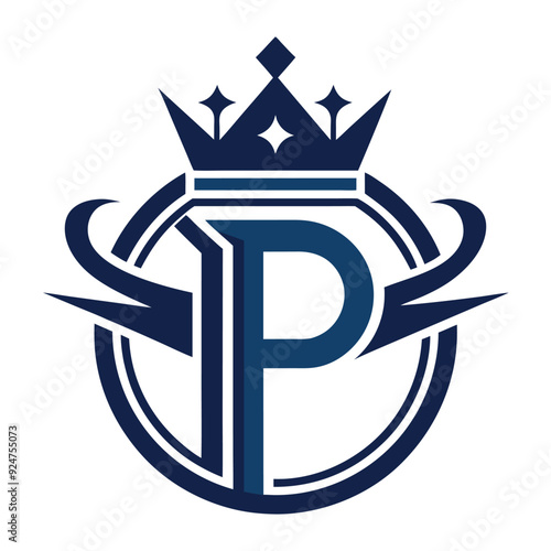 letter p with crown monogram logo