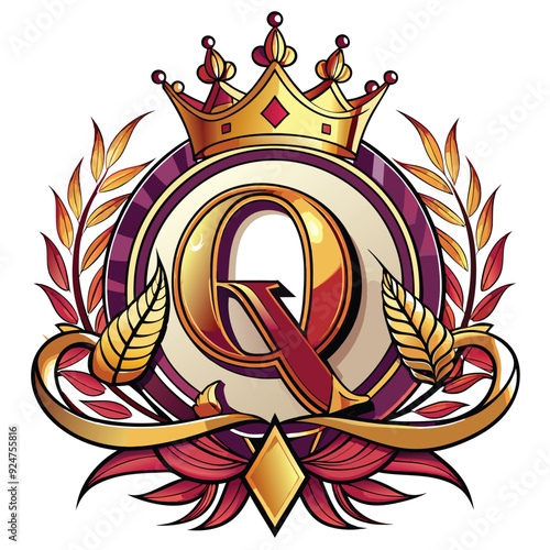 letter q with crown monogram logo