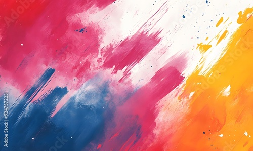 Abstract Art with Red, Blue, Orange, and White Paint Strokes photo