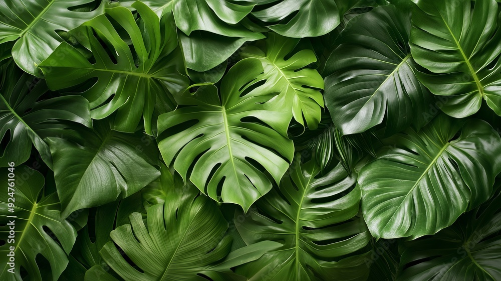 Lush Tropical Green Leaves in a Vibrant Pattern Lush Tropical Green Leaves in a Vibrant Pattern