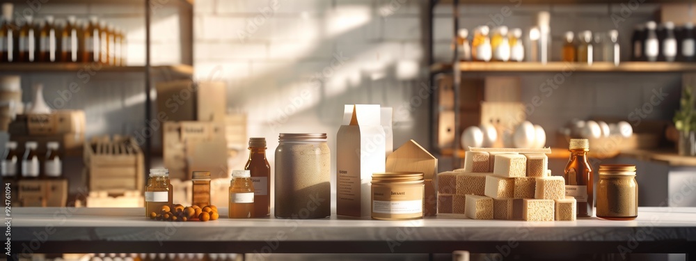 Natural skincare products displayed in a rustic setting Natural skincare products displayed in a rustic setting