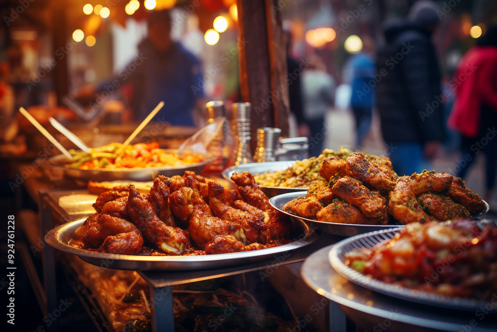 Image of food market bazaar festive event generative AI Image of food market bazaar festive event generative AI
