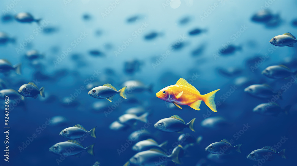 think differently concept illustration with fishes think differently concept illustration with fishes