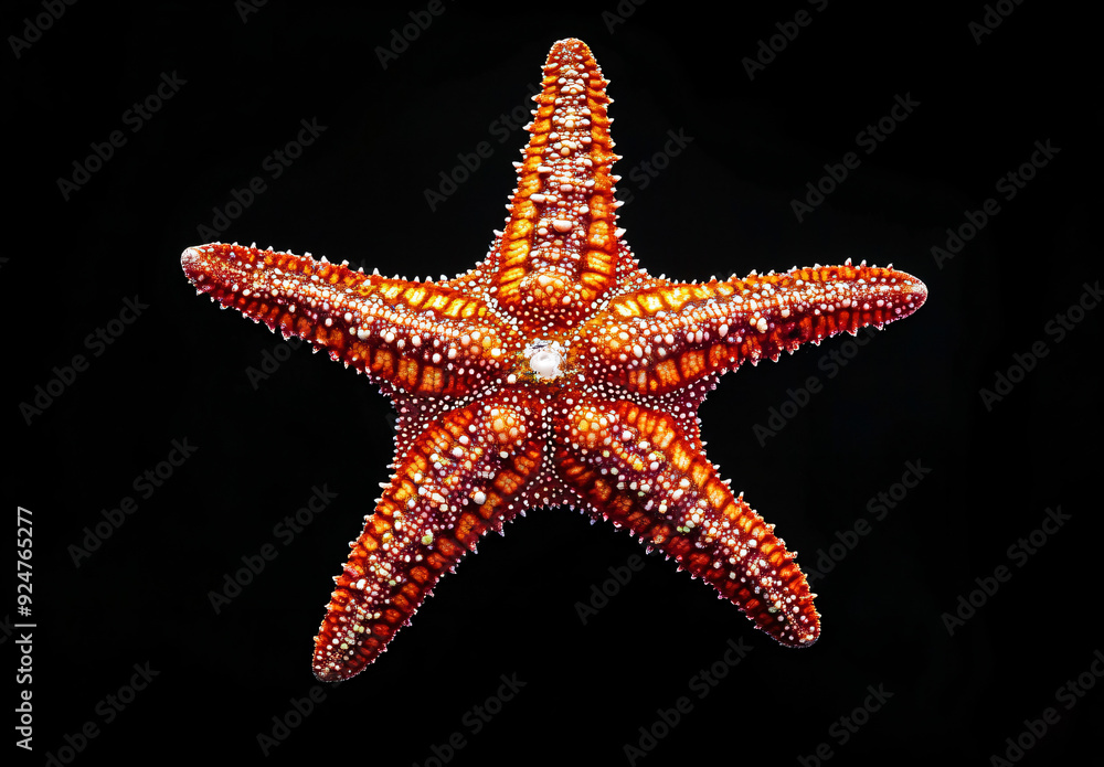 Red Starfish Isolated on Black Background. Red Starfish Isolated on Black Background.