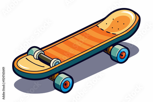 Orange and Blue Cartoon Skateboard with Wheels